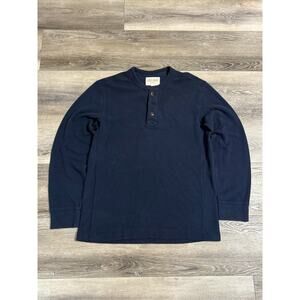 Eddie Bauer Navy Henley Thermal Sweater Retro Preppy Y2K - Men’s Large Tall